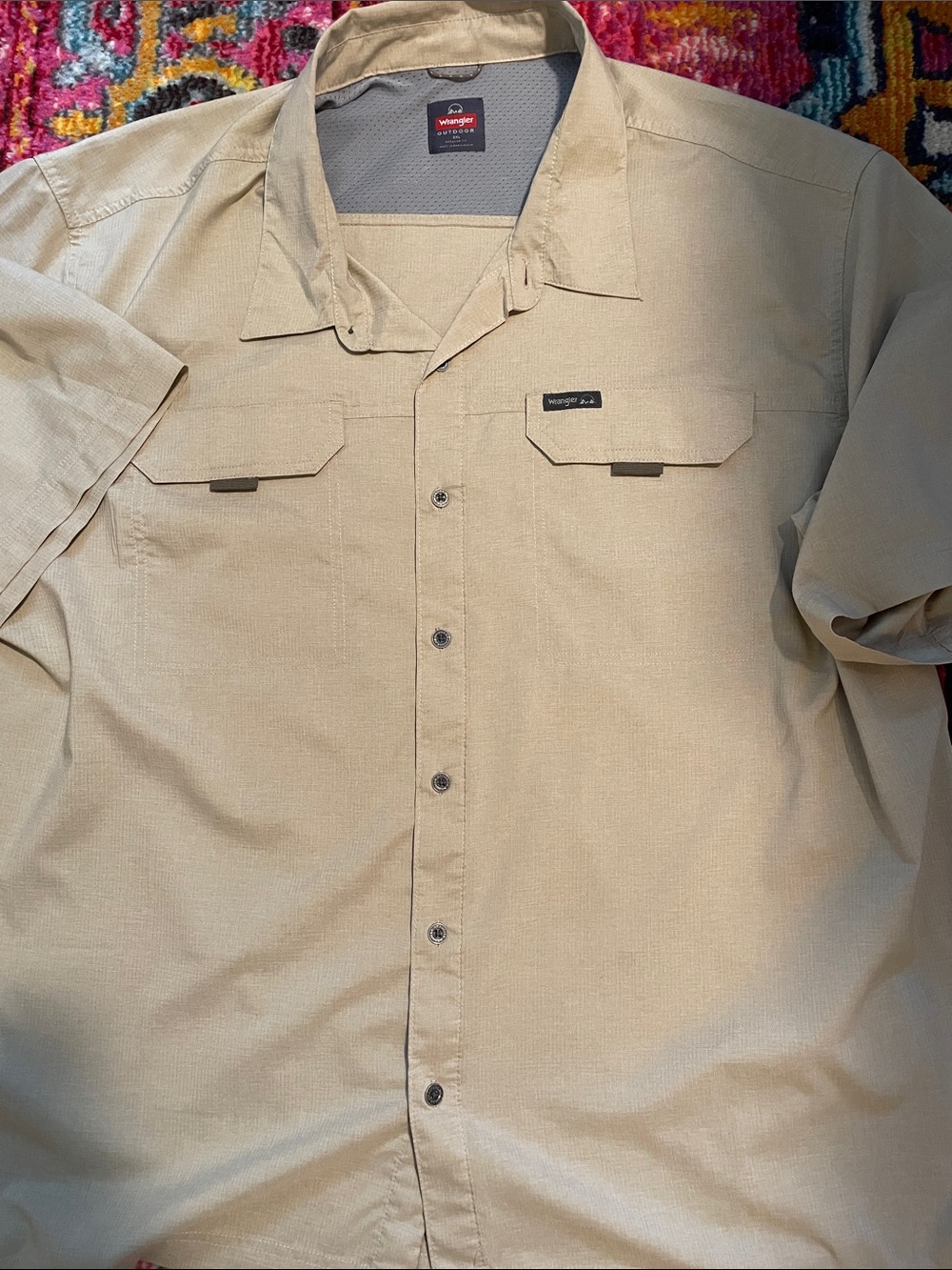 Wrangler Men’s Short-Sleeve Button-Down Shirt - Khaki